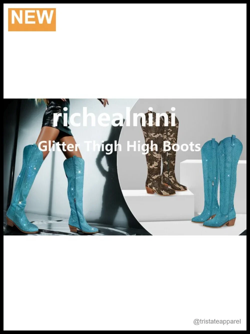 Women's Rhinestone Embellished Cowboy Boots Sparkly Wide Calf Over Knee